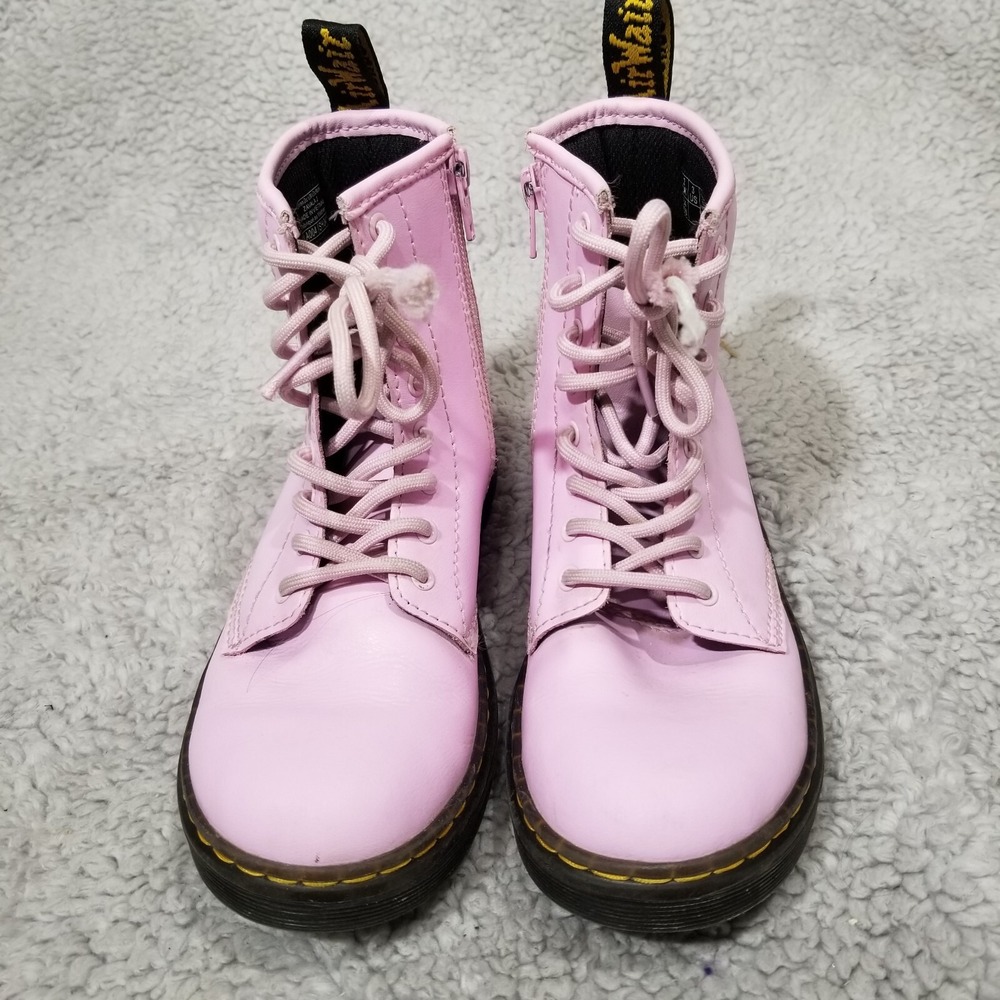 Doc Martens Kids Zavala J Combat Boots Size 3 Pastel Pink Lace Up Punk Grunge - Picture 9 of 16